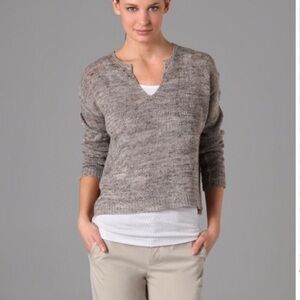 Vince split neck cropped grey sweater